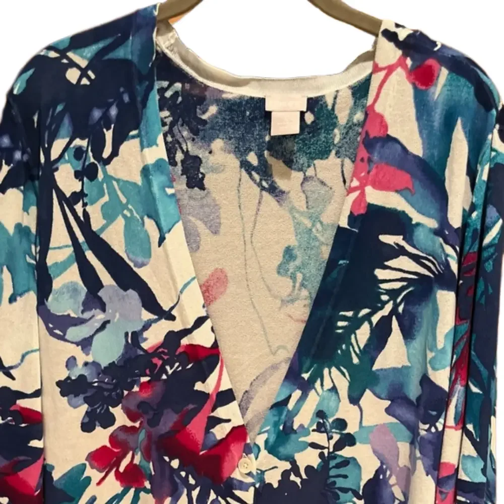 Chico's Floral Cardigan Size 3/XL - Picture 3 of 6